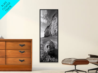 Seaside Cliffs, Coastal Rock, Rugged Beauty, Framed Canvas Print, Nature Wall Art, Rustic Beach Decor, Boho Vibe, Earthy Textures