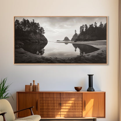 Tranquil Cove View, Forest Meets Ocean, Pacific Northwest Art, Canvas Print, Living Room Wall Art, Nature Photography, Calm Aesthetic