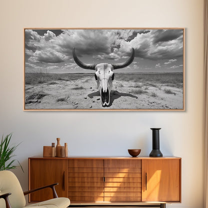 Cow Skull, Desert Bones, Wild West Skull, Country Vibe Decor, Canvas Print, Western Wall Art, Rustic Bedroom or Hallway Accent