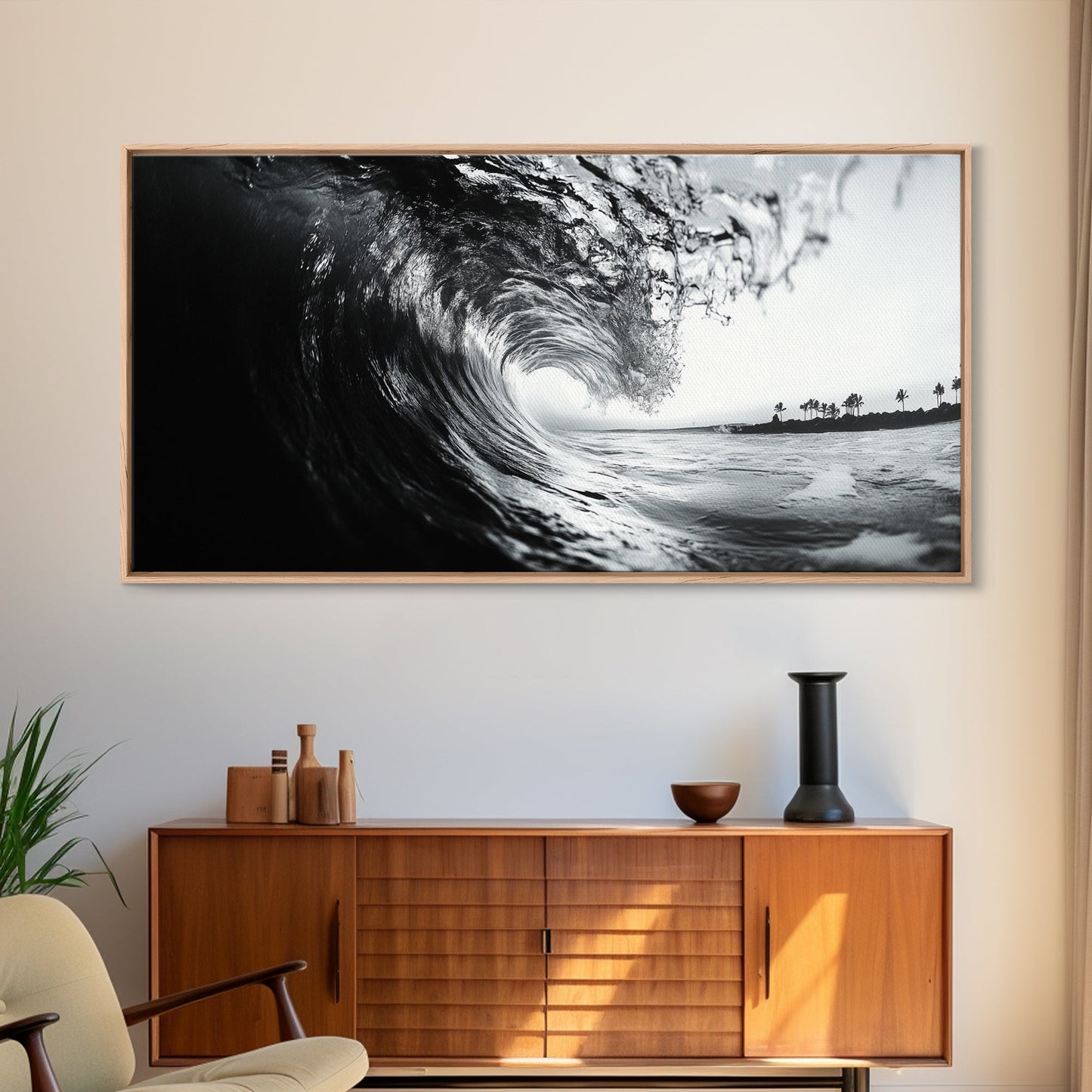 Meereswellenkräuselung, Brandungstunnel, tropische Küste, gerahmter Leinwanddruck, Küstenwandkunst, Strandhausdekoration, Naturfotografie