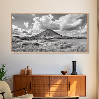 Volcano Peak, Dramatic Clouds, Nature Power, Canvas Print, Mountain Wall Art, Office Nature Photography, Landscape Fine Art Print