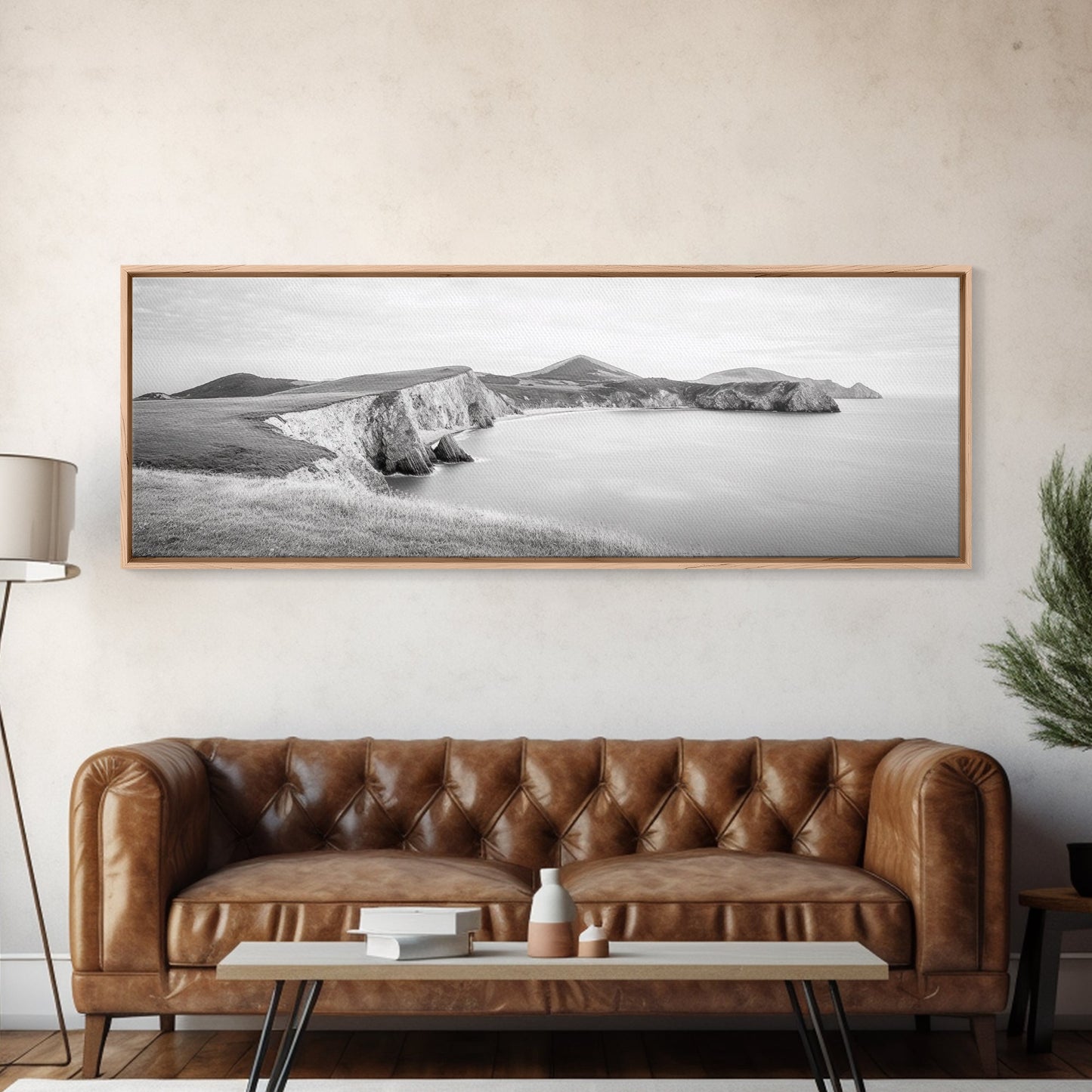 Cliff Coast, Rolling Hills, Seaside Bluffs, Canvas Print, dreamy landscape photography, light neutral living room art, tranquil office decor