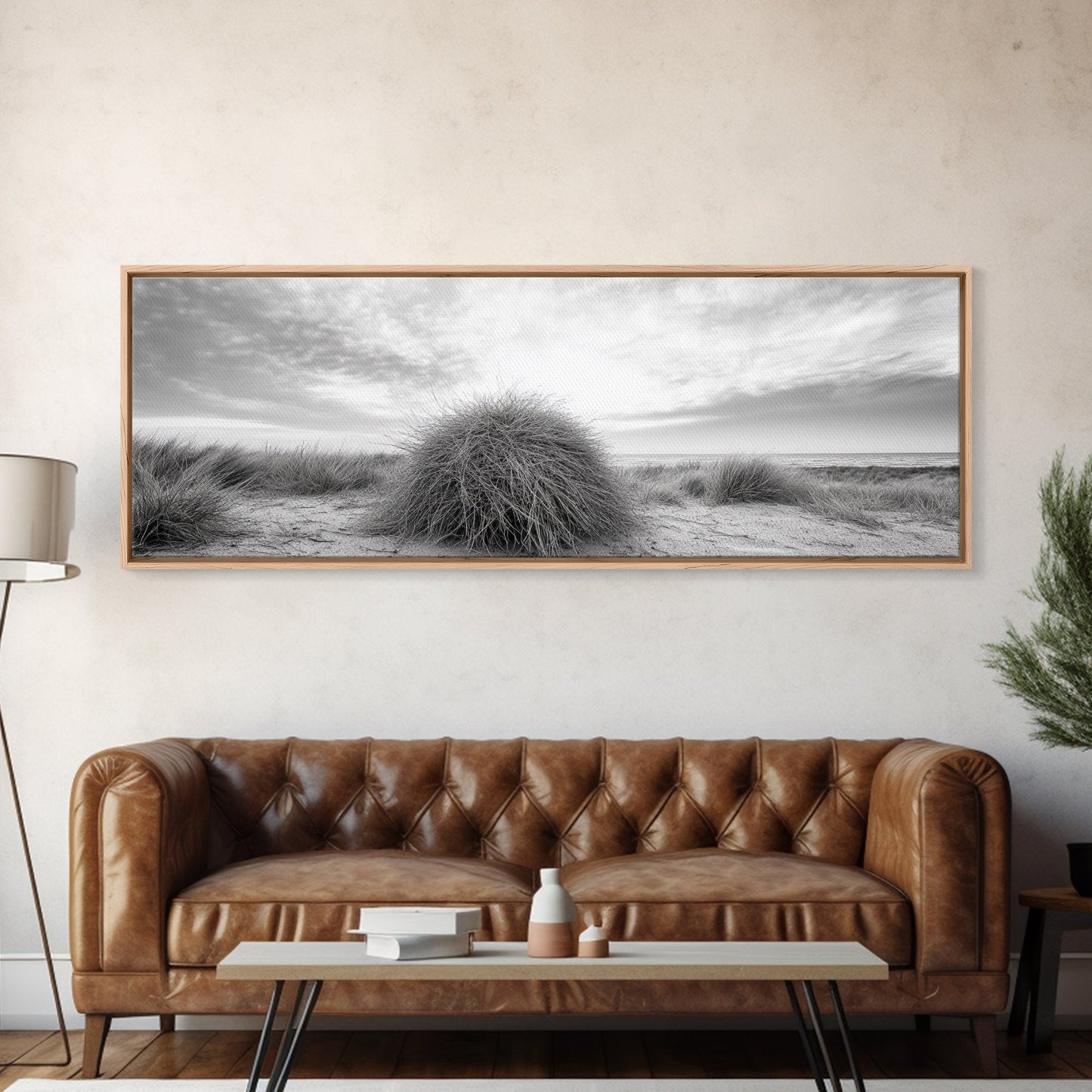 Beach Dunes, Coastal Grass, Nature Serenity, Canvas Print, Minimalist Bedroom Art, Soft Tones, Tranquil Beach Wall Decor
