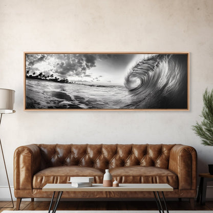 Barrel Wave Curl, Surfer's Dream, Ocean Power, Framed Canvas Print, Coastal Wall Art, Beach House Decor, Surf Photography