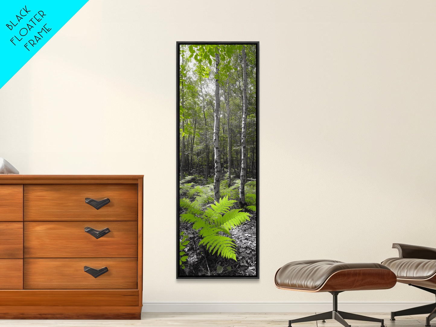 Birch Tree Forest, Green Ferns, Nature Escape, Framed Canvas Print, Botanical Art, Eco Wall Decor, Zen Forest Scene, Serene Living Room