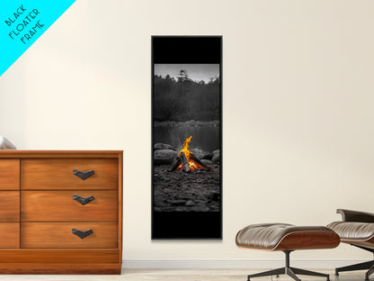 Campfire Serenity, Rustic Landscape, Outdoor Flames, Canvas Print, Cabin Wall Art, Autumn Nature Decor, Adventure Themed Art
