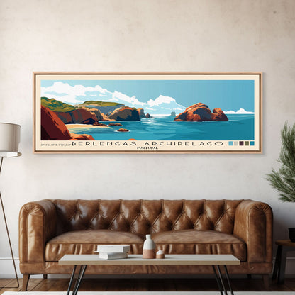 Berlengas Archipelago, Portugal Panoramic Print, Vacation Gift, Portugal Wall Art, Beach Painting, Beach Decor, Beach Or Lakehouse Art