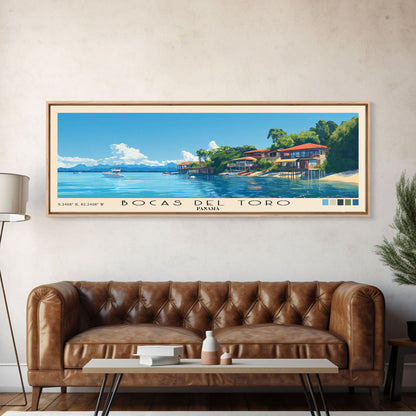 Bocas del Toro , Panamá Panoramic Beach Print, Vacation Gift, Panamá Wall Art, Beach Painting, Beach Decor, Beach Painting