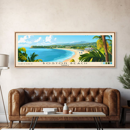 Boston Beach, Jamaica Panoramic Print, Vacation Gift, Jamaica Wall Art, Vacation Wall Art, Vacatation Memories, Beach Decor, Beach Or Lakehouse Art