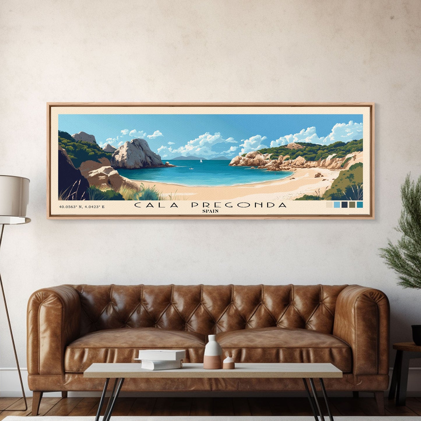 Cala Pregonda, Spain Panoramic Print, Vacation Gift, Spain Wall Art, Beach Painting, Beach Decor, Beach Or Lakehouse Art