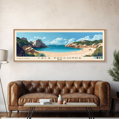 Cala Pregonda, Spain Panoramic Print, Vacation Gift, Spain Wall Art, Beach Painting, Beach Decor, Beach Or Lakehouse Art