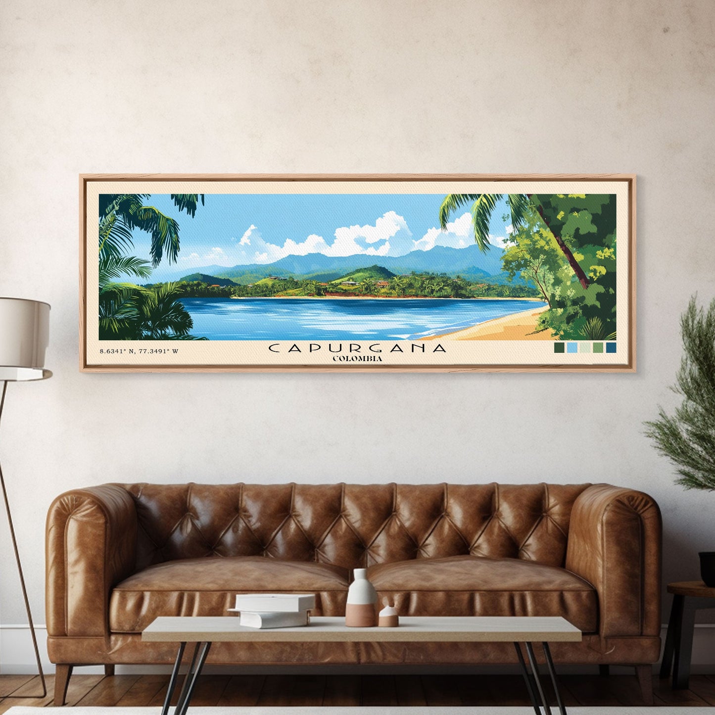 Capurgana, Colombia Panoramic Beach Print, Vacation Gift, Colombia Wall Art, Beach Painting, Beach Decor, Beach Painting