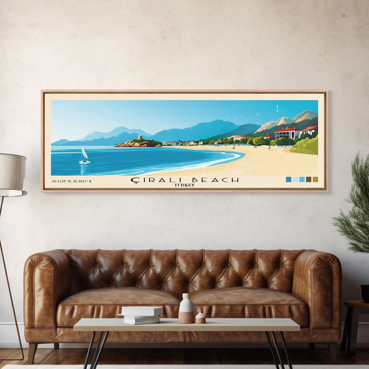 Çıralı Beach, Turkey Panoramic Print, Vacation Gift, Turkey Wall Art, Beach Painting, Beach Decor, Beach Or Lakehouse Art
