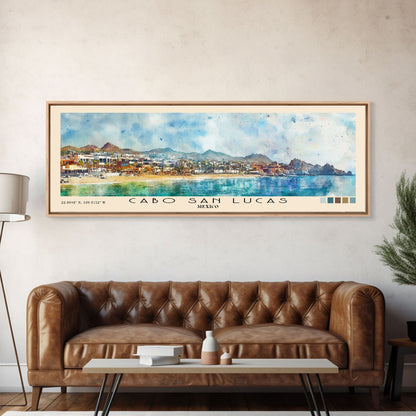 Cabo San Lucas, Mexico Watercolor Print, Vacation Gift, Mexico Wall Art, Beach Painting, Beach Decor, Large Wall Art, Wood Frame Art