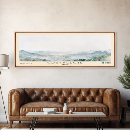 Costalegre, Mexico Watercolor Print, Vacation Gift, Mexico Wall Art, Beach Painting, Beach Decor, Large Wall Art, Wood Frame Art