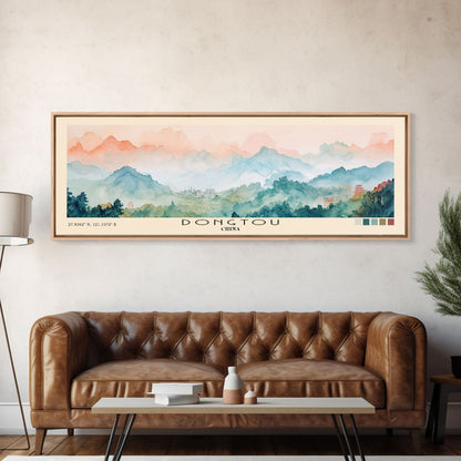 Dongtou, China Watercolor Print, Vacation Gift, China Wall Art, Beach Painting, Beach Decor, Large Wall Art, Wood Frame Art
