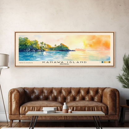 Kanawa Island, Indonesia Watercolor Print, Vacation Gift, Indonesia Wall Art, Beach Painting, Beach Decor, Large Wall Art, Wood Frame Art