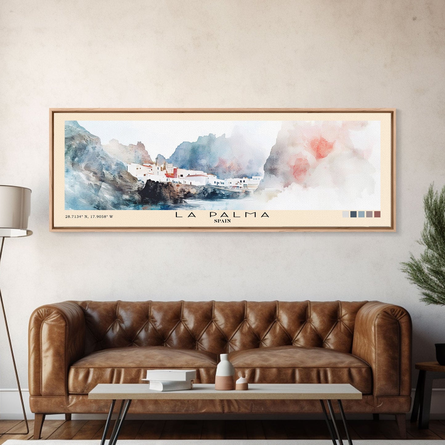 La Palma, Spain Watercolor Print, Vacation Gift, Spain Wall Art, Beach Painting, Beach Decor, Large Wall Art, Wood Frame Art