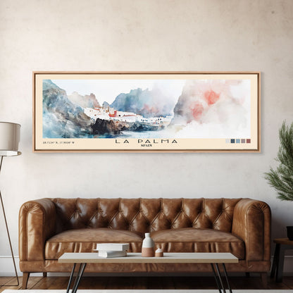 La Palma, Spain Watercolor Print, Vacation Gift, Spain Wall Art, Beach Painting, Beach Decor, Large Wall Art, Wood Frame Art