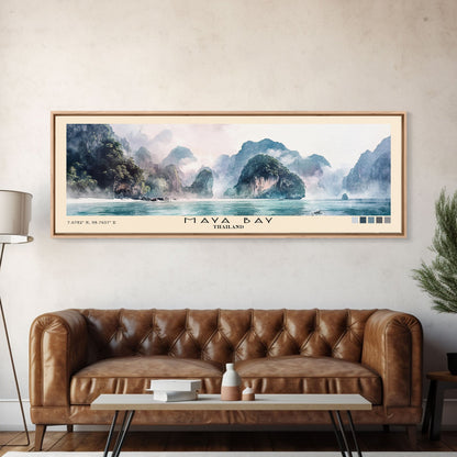 Maya Bay, Thailand Watercolor Beach Print, Vacation Gift, Thailand Wall Art, Beach Painting, Beach Decor, Beach Painting