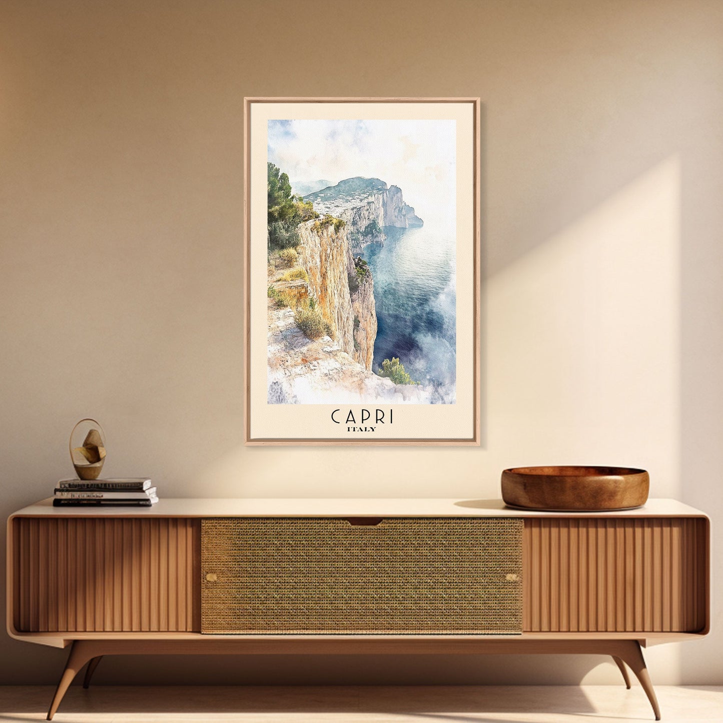 Capri, Italy Watercolor Beach Print, Vacation Gift, Italy Wall Art, Beach Painting, Beach Decor, Beach Painting