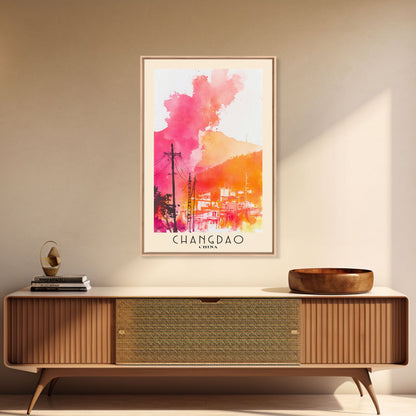 Changdao, China Watercolor Beach Print, Vacation Gift, China Wall Art, Beach Painting, Beach Decor, Beach Painting