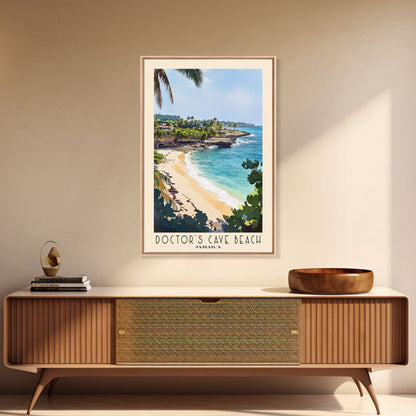 Doctor’s Cave Beach, Jamaica Watercolor Beach Print, Vacation Gift, Jamaica Wall Art, Framed Canvas Print, Framed Beach Painting