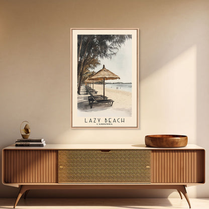 Lazy Beach, Cambodia Watercolor Beach Print, Vacation Gift, Cambodia Wall Art, Beach Painting, Beach Decor, Beach Painting