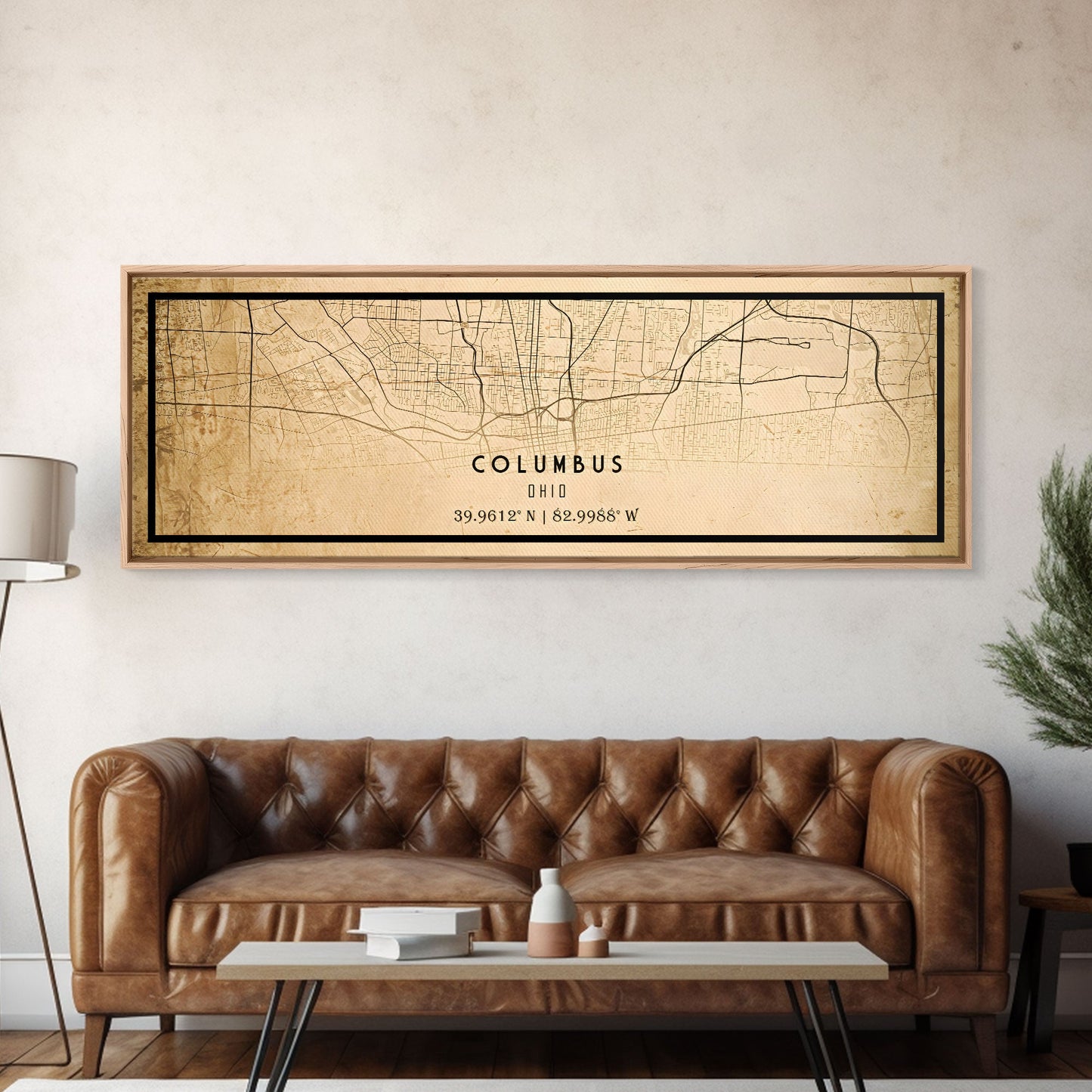 Columbus Panoramic vintage map print poster or framed canvas, Ohio map print poster canvas, Columbus city map print poster canvas