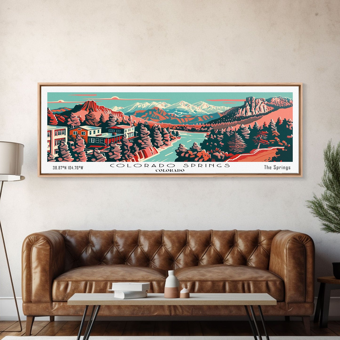 Colorado Springs Colorado Panoramic Travel Poster Canvas Print