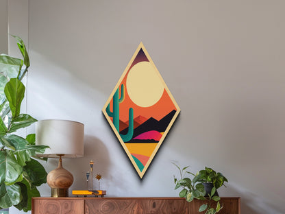 MCM Desert Art Framed Canvas Texture Art, Canvas Embossed Wall Art, Retro Style Home Decor, Office Wall Art