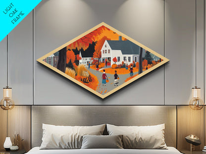 Kaleidoscope Burst One Diamond Shaped Canvas Art Print modern abstract colorful geometric wall decor vibrant living room gift