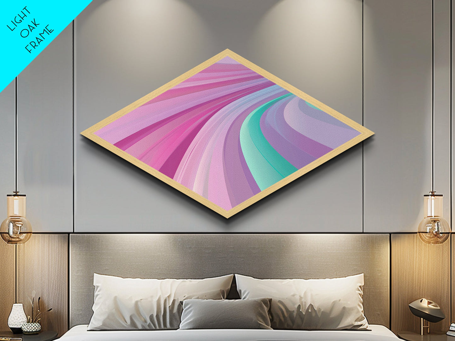 Dream Swirl Diamond Shaped Canvas Embossed Print soft pastel pink green abstract wall decor modern teen girl room unique aesthetic print