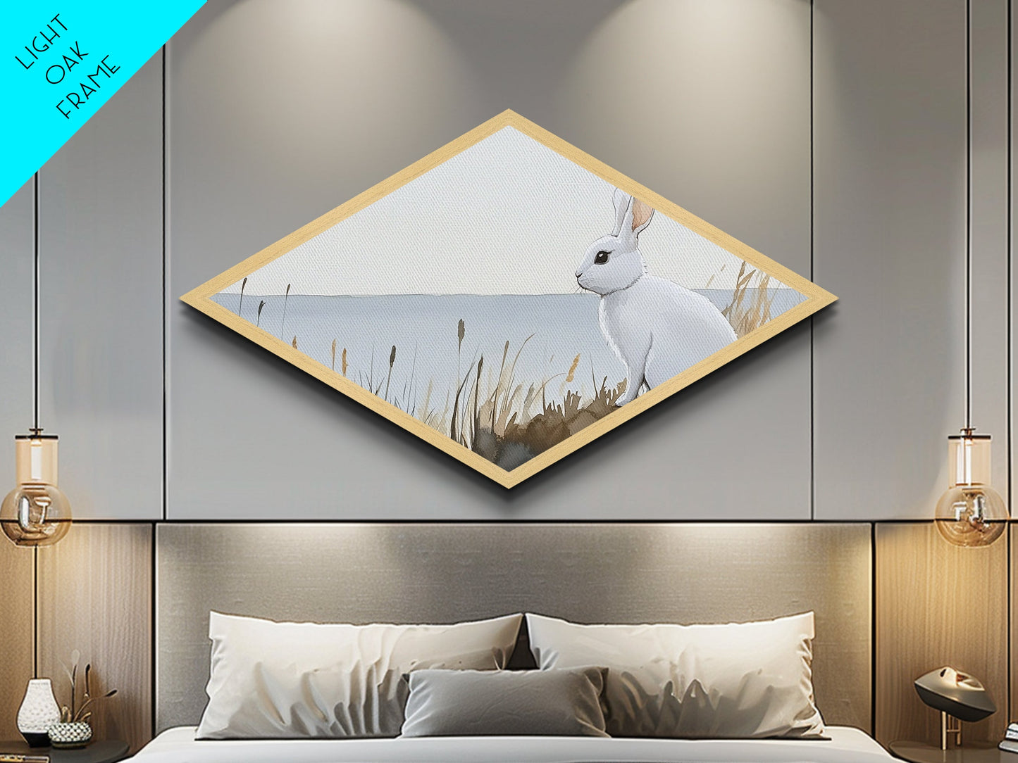 Small Owl Feather Print, Nature Watercolor Painting Wall Art, Diamond Shaped Canvas Texture Print, Whimsy Wall Art