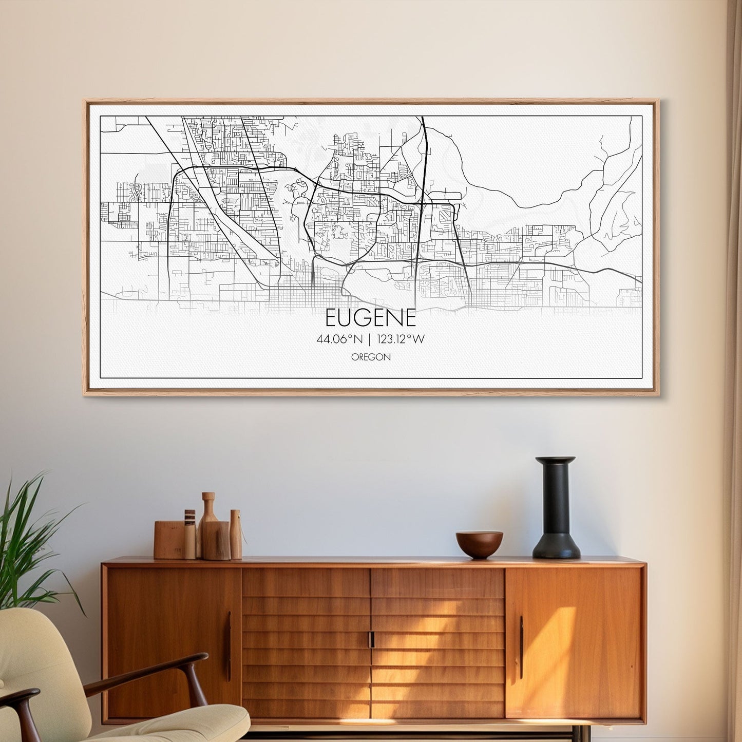 Eugene Street Map, Oregon Map, Map Art, Minimalist Art, Wall Art, Canvas Art, Newlywed Gift, Bar Wall Décor, Rustic Home Décor, Couples Gift