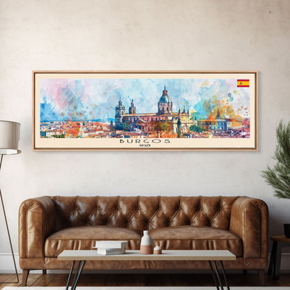 Burgos Spain Wall Art, Panoramic Travel Poster, Panoramic Framed Canvas Print, City Wall Art, Wall Hanging Home Decor, Travel Art