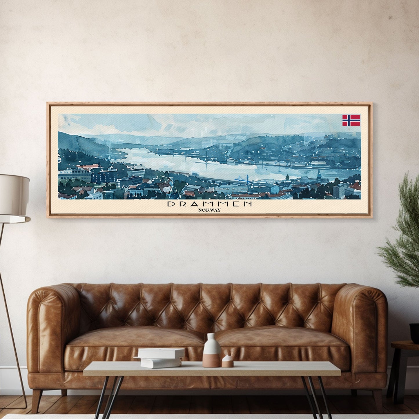 Drammen Norway Travel Print Wall Art, Panoramic City Art, Travel Art, Wall Decor, Vacation Gift, Framed Canvas Print Or Metal Art