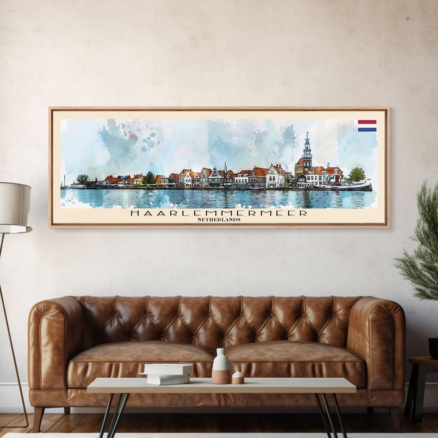 Haarlemmermeer Netherlands Panoramic Travel Poster, Framed Canvas Print or Metal Wall Art, Travel Art, Home Decor, Panoramic Painting, Midcentury Art