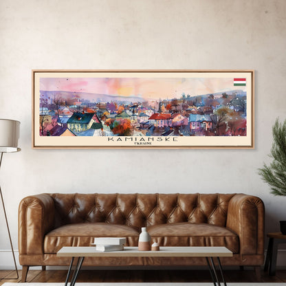 Kamianske Ukraine Wall Art, Panoramic Travel Poster, Panoramic Framed Canvas Print, City Wall Art, Wall Hanging Home Decor, Travel Art