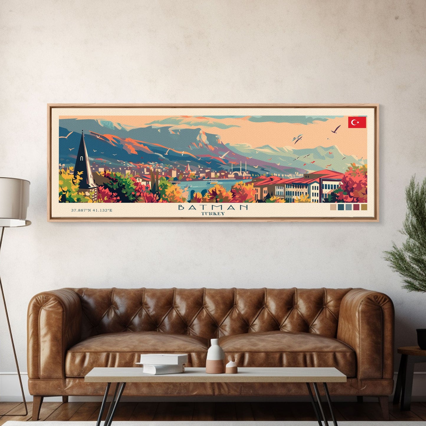 Batman TurkeyPanoramic Travel Poster, Framed Canvas Print or Metal Wall Art, Travel Art, Home Decor, Panoramic Painting, Midcentury Art