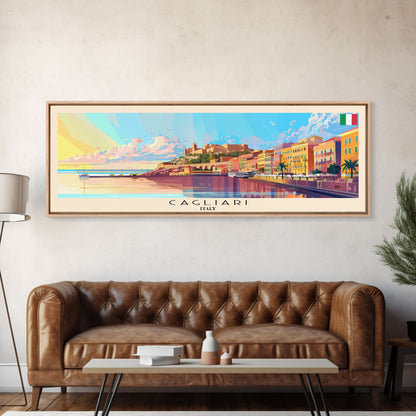 Cagliari Italy Wall Art, Panoramic Travel Poster, Panoramic Framed Canvas Print, City Wall Art, Wall Hanging Home Decor, Travel Art