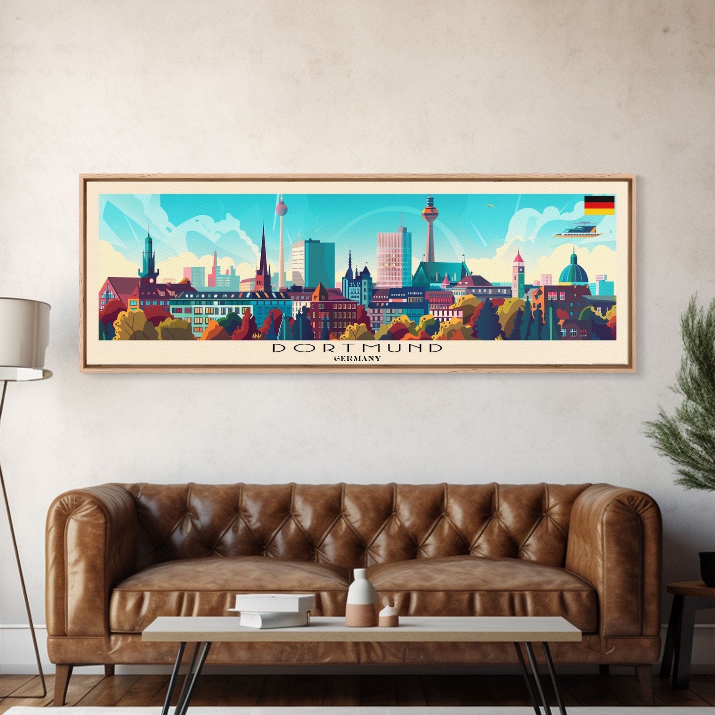 Dortmund Germany Wall Art, Panoramic Travel Poster, Panoramic Framed Canvas Print, City Wall Art, Wall Hanging Home Decor, Travel Art
