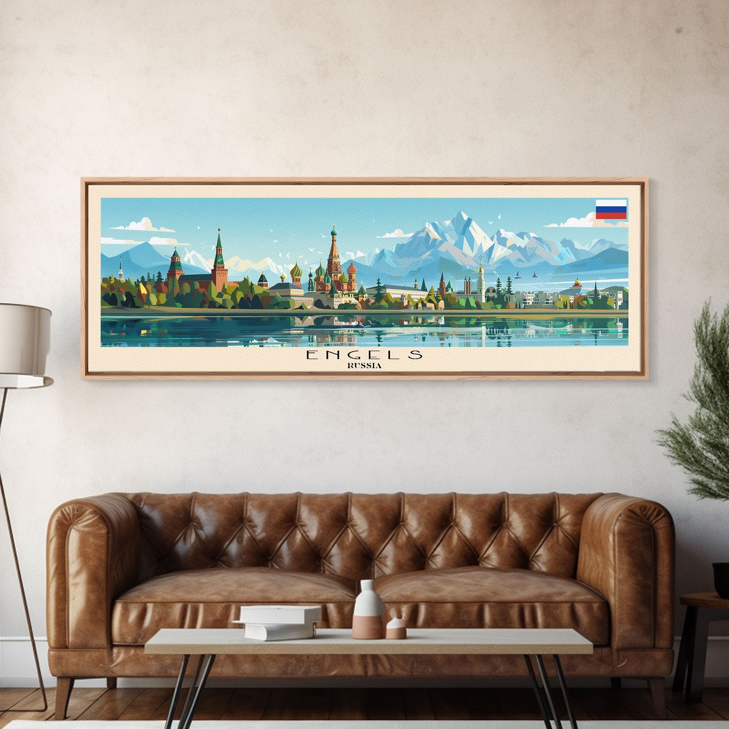 Engels Russia Panoramic Travel Poster, Framed Canvas Print or Metal Wall Art, Travel Art, Home Decor, Panoramic Painting, Midcentury Art