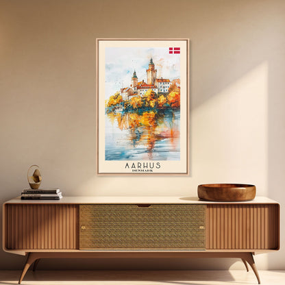 Serene Šabac Serbia Riverside View, Framed Canvas Print, Bedroom Wall Art, Farmhouse Style, Perfect Home Decor