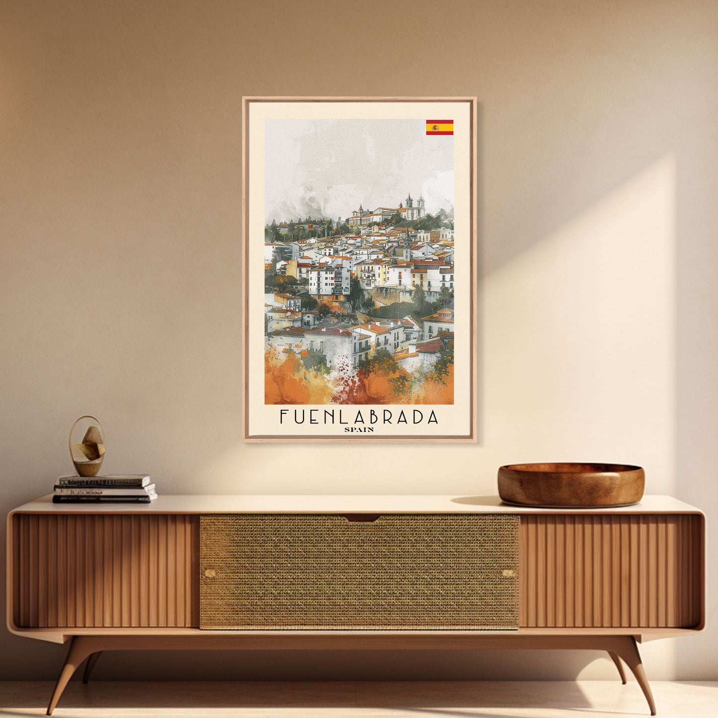 Fuenlabrada, Spain Travel Poster Art, Framed Canvas Print for Living Room or Bedroom, Spanish Wall Art, Home Decoration