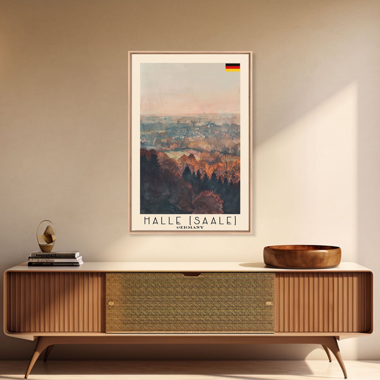 Halle Germany Scenic View Art, Framed Canvas Print, Bedroom Wall Art, Travel Poster Art, Home Decoration, German Wall Art