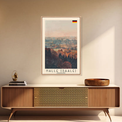 Halle Germany Scenic View Art, Framed Canvas Print, Bedroom Wall Art, Travel Poster Art, Home Decoration, German Wall Art