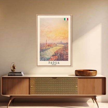 Padua Italy Travel Poster Framed Canvas Print, Watercolor Painting, Scenic Wall Art, Home Decor, Italian Cityscape, Modern Art