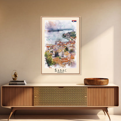 Picturesque Acharnes Greece Coastal Village, Framed Canvas Print, Living Room Art, Mediterranean Style, Home Decoration