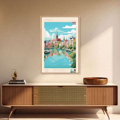 Arnhem Netherlands Travel Poster Framed Canvas Print, Midcentury Modern Art, Pop Art Wall Decor, Home Decor, Vacation Gift, Living Room Art